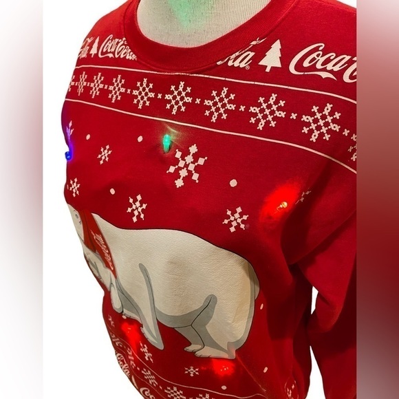 Coca-Cola Polar Bear Crew Neck Light Up Festive Sweatshirt Size XS. 2022 - Picture 2 of 16